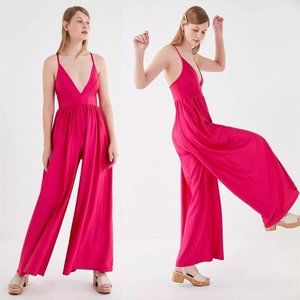 Gia plunging shimmer jumpsuit shop